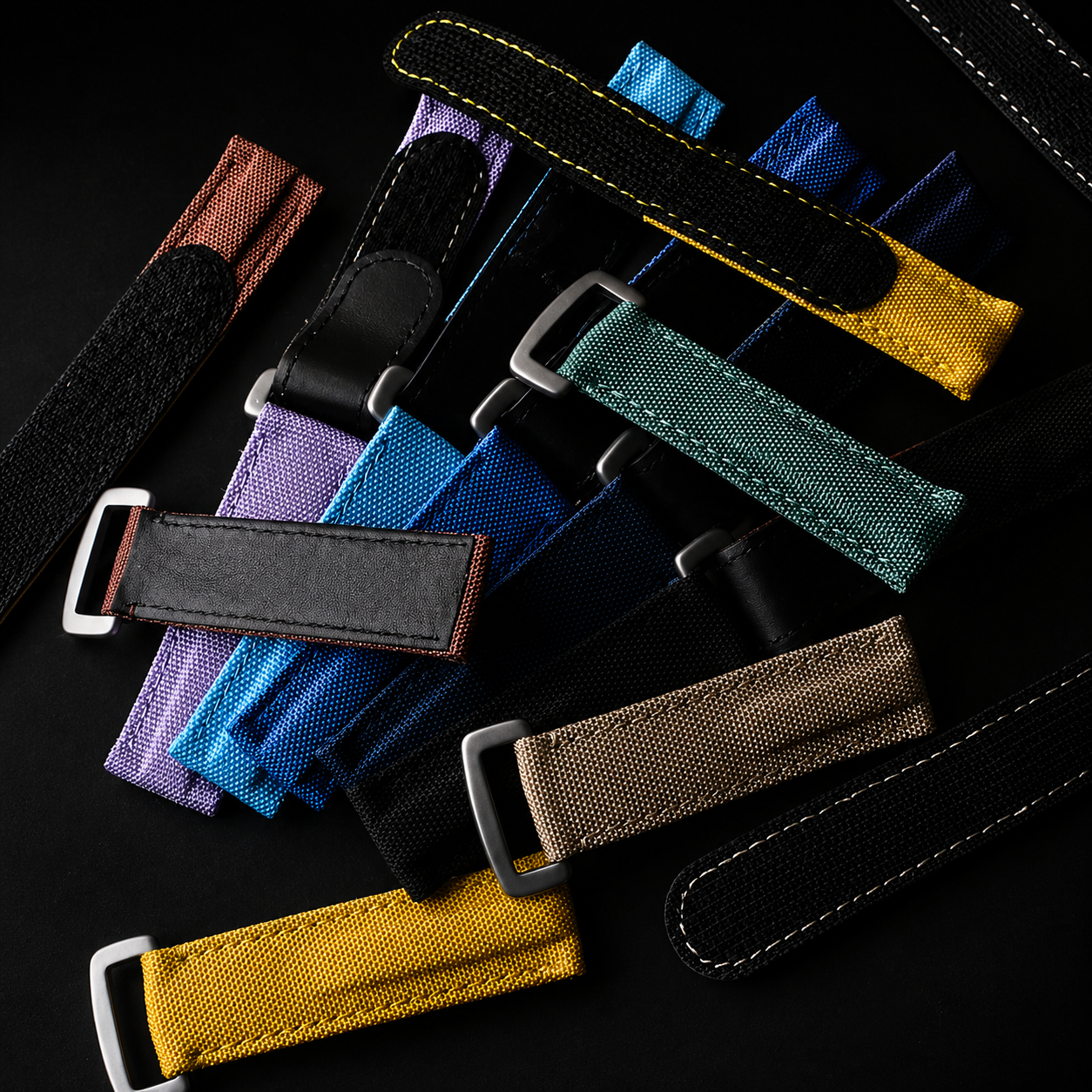 A selection of colorful textured watch straps